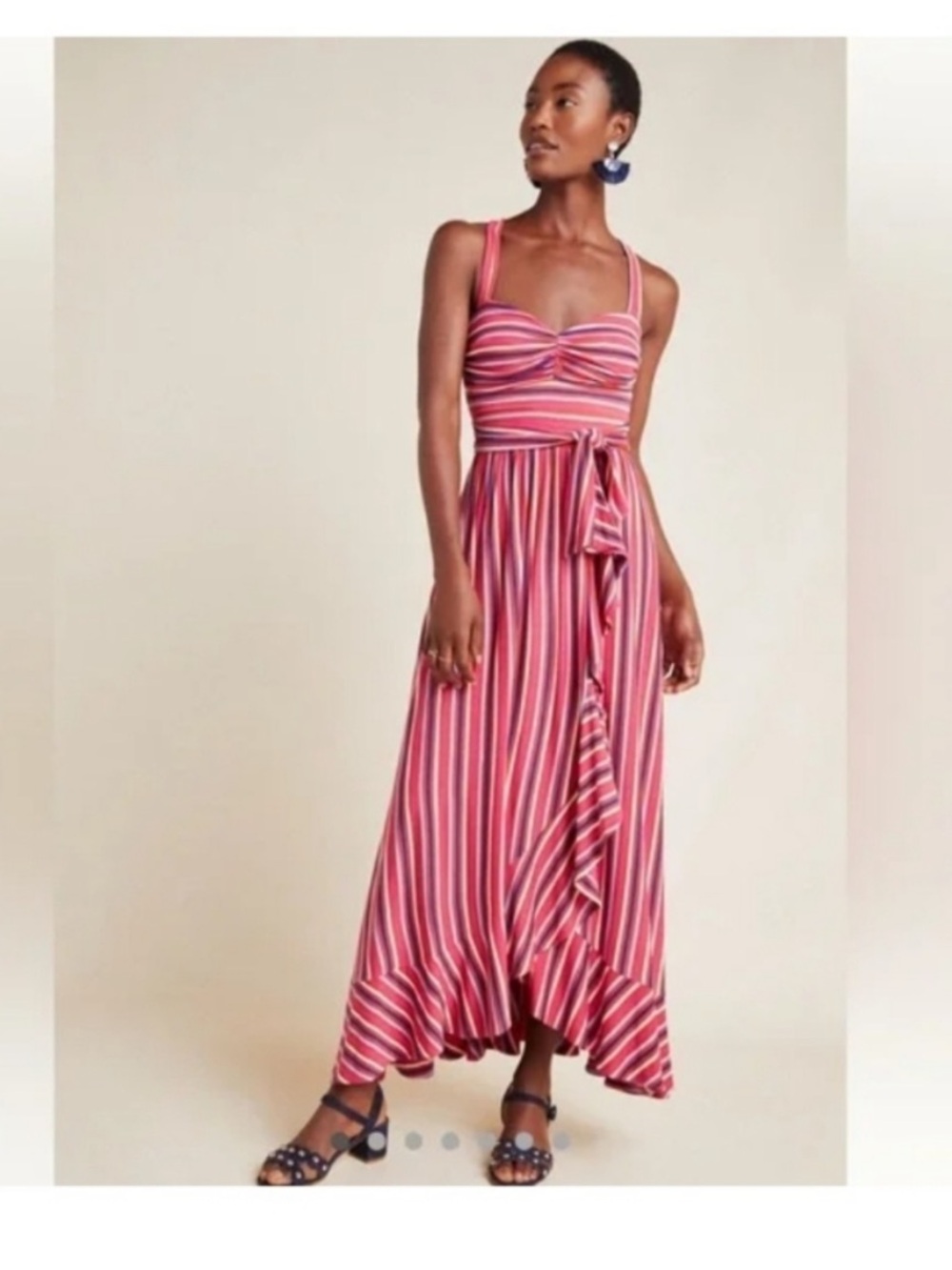 Maeve by Anthropologie Gabriela Striped Maxi Dress Size M